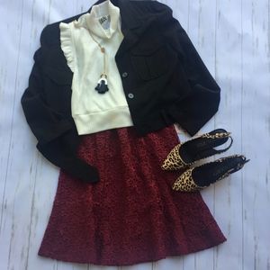 Nanette Flirty Raspberry Lace Flare Skirt
